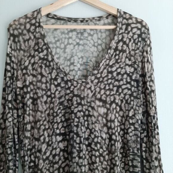 SAKS FIFTH AVENUE | X MAJESTIC FILATURES Extrafine Superwashed Tee Cheetah Sz S - Picture 3 of 11